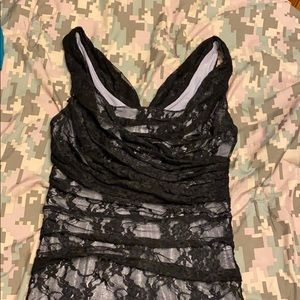 Lace black silver sleeveless mini dress